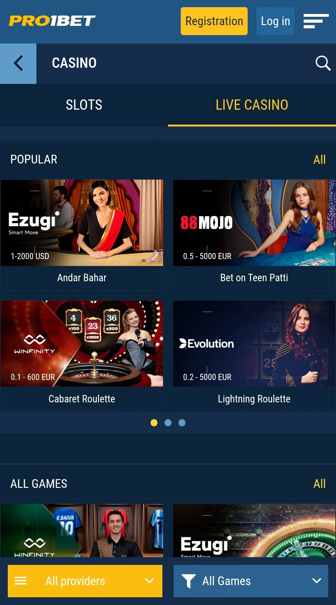 Skærmbillede 3 af PRO1BET app