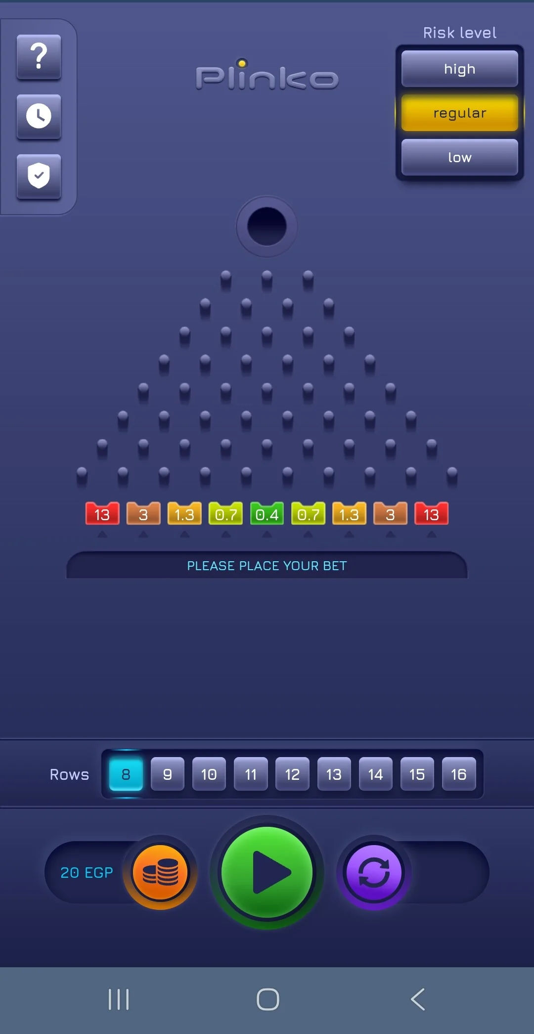 واجهة لعبة بلينكو على 1xBet