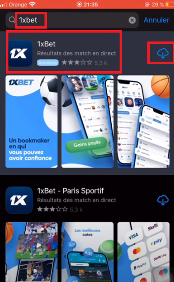 البحث عن تطبيق 1xBet الرسمي في App Store