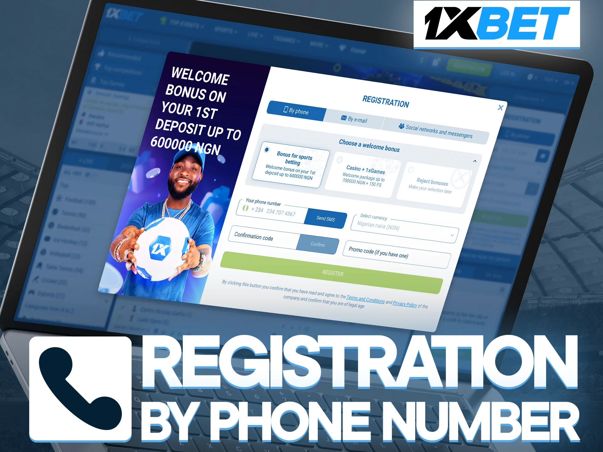 التسجيل برقم الهاتف في 1xBet مصر